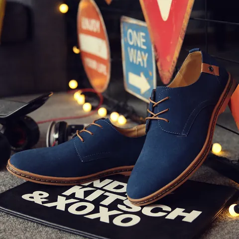 Men Casual Derby Shoes Frosted Synthetic Leather Lace Up Breathable Wear Resistant Low Top Walking Shoes For Daily Work