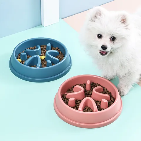 Pet Slow Feeder Bowl Anti Choke Dog Cat Eating Bowl Non Slip Bottom Maze Design Durable Plastic Healthy Feeding Bowl