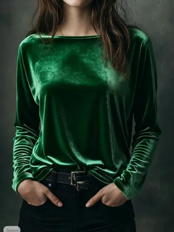 French Elegant Velvet Long Sleeve Loose Top For Women Autumn Winter Fashion Solid Color Casual Polyester Pullover Sweater