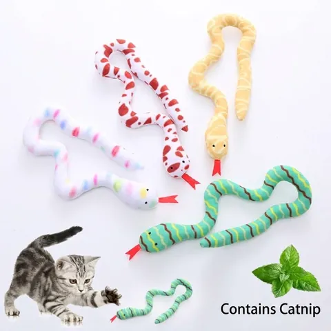 Plush PP Cotton Cat Toy With Catnip Interactive Snake Stuffed Animal Teeth Grinding Chew Toy For Cats Indoor Playing Fun