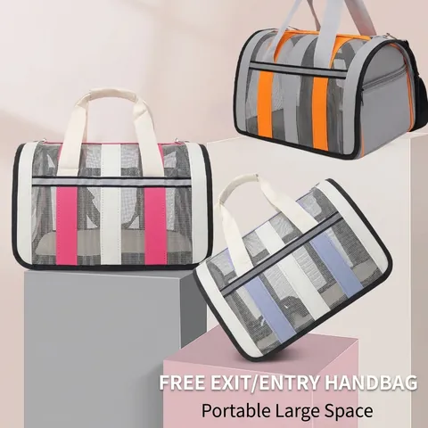 Foldable Breathable Pet Carrier Bag Oxford Cloth Large Capacity Cat Dog Handbag Car Seat Outdoor Travel Carry Bag