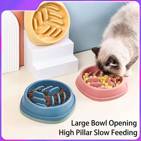 Pet Slow Feeder Bowl For Dogs And Cats Anti-Gulping Dog Bowl Non-Slip Plastic Pet Food Water Bowl Maze Design Healthy Eating