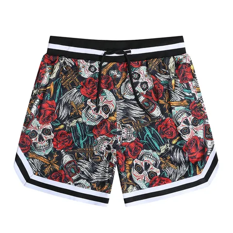Men's Breathable Mesh Sports Shorts with Liner Quick Dry Basketball Running Shorts Striped Waistband Athletic Bottoms