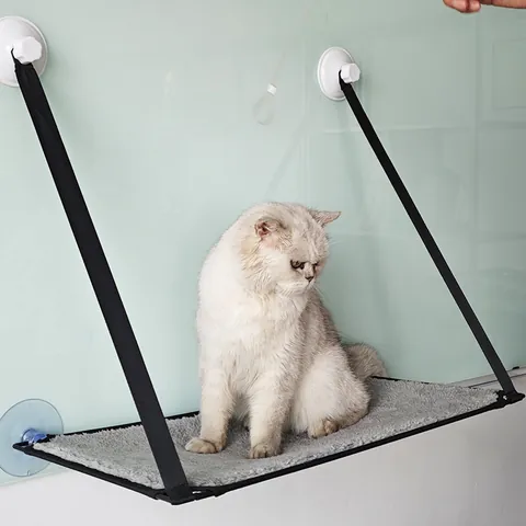 Cat Window Hammock Breathable Mesh Sun Seat Space Saving Detachable Washable Pet Bed With Strong Suction Cups Window Mounted Nest