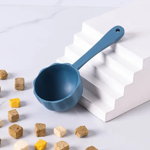 Floral Petal Design Pet Food Spoon Cat Dog Food Scoop Long Handle PP Plastic Measuring Shovel For Daily Pet Feeding Supplies