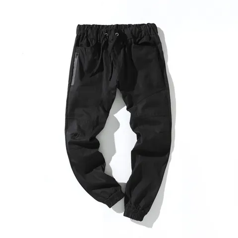 Herren Casual Baumwolle Cargo Hose Einfarbig Mehrere Taschen Gepatchte Nähte Joggers Elastischer Bund Verschleißfest Lange Hose