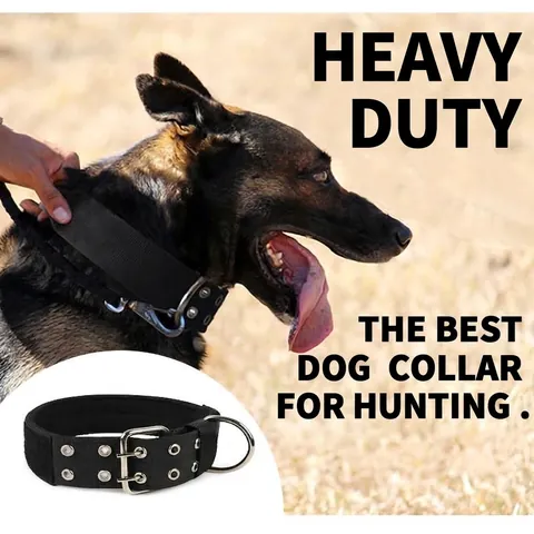 Durable Adjustable Polyester Tactical Dog Collar For Medium Large Dogs Heavy Duty Pet Training Collar With Metal Buckle