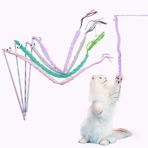 Interactive Cat Teaser Wand Minky Fabric Caterpillar Toy For Indoor Cats With Crinkle Paper Bell Laser Tassels Pet Wand