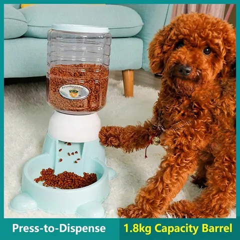 Distributeur de Nourriture Quantitatif à Pression pour Animaux Domestique Grande Capacité Bol en Plastique pour Chiens Chats