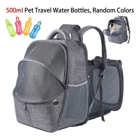 Large Capacity Expandable Cat Backpack Breathable Mesh Pet Carrier For Small Dogs Cats Outdoor Travel Hiking Backpack