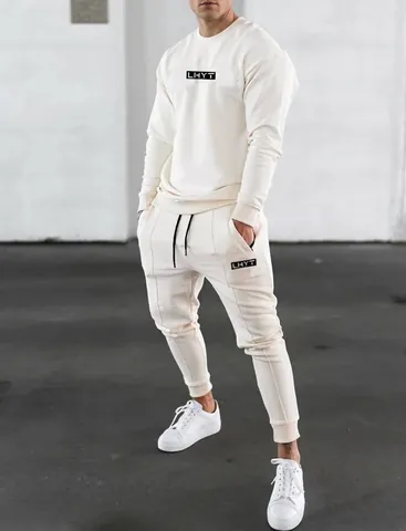 Men Muscle Fit Joggers Sports Sweatpants Slim Tapered Running Training Gym Pants Or Sweatshirt Long Sleeve Top Solid Color
