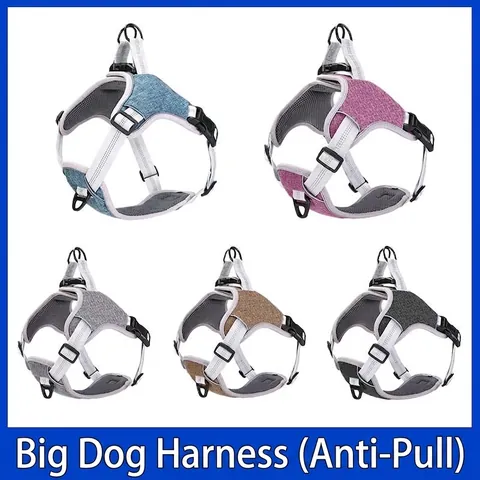 Reflective Oxford Cloth Dog Harness Vest Adjustable Breathable Anti-Pull Pet Chest Strap For Large Dogs Outdoor Walking