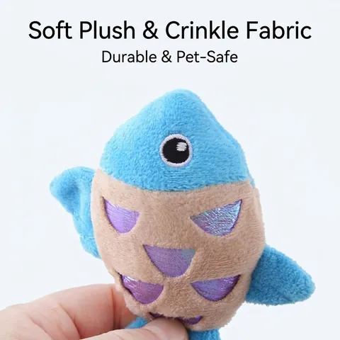 Juguete de Peluche de Pez con Hierba Gatera y Papel Crujiente Juguete para Masticar Gatos en Forma de Pez para Aliviar el Aburrimiento