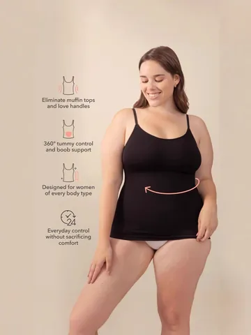 Camisola Moldeadora Sin Costuras Mujeres Control de Abdomen Reforzado Top Moldeador Tirantes Ajustables Fibra de Celulosa