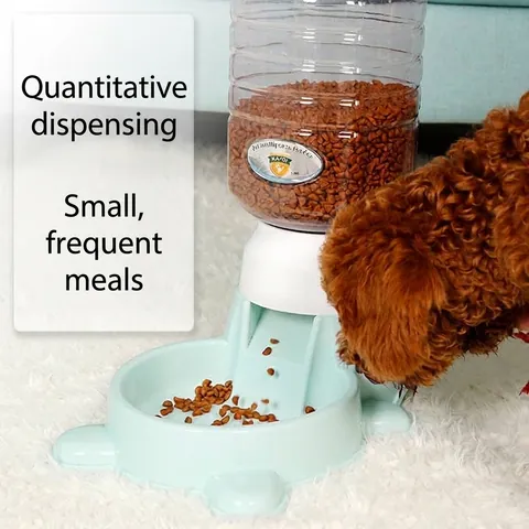 Distributeur de Nourriture Quantitatif à Pression pour Animaux Domestique Grande Capacité Bol en Plastique pour Chiens Chats