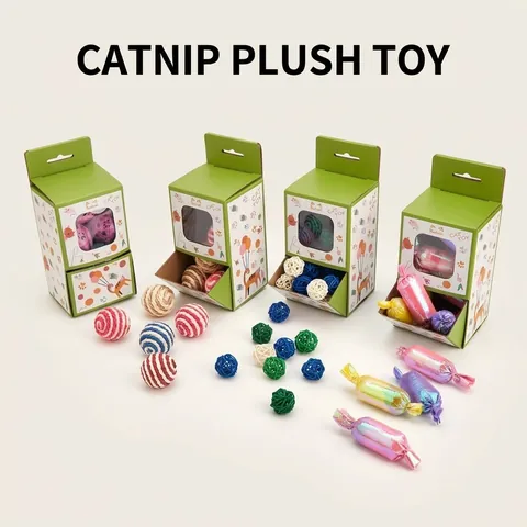 Interactive Cat Toy Gift Set With Catnip Plush Mice Sisal Balls Rattan Toy Collection For Indoor Cats Dental Cleaning Exercise