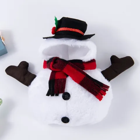 Lustiges Haustier Weihnachten Schneemann Cosplay Kostüm Mit Kariertem Schal Und Hut Weiß Polyester Feiertag Party Outfit Für Hunde Katzen