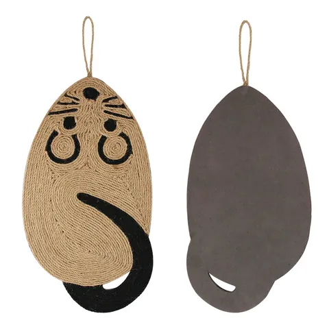 Natural Sisal Cat Scratching Mat Mouse Shape Durable Scratching Pad For Furniture Protection Wall Hanging Cat Claw Toy