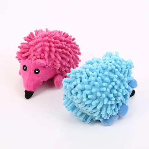 Süßes Igel Plüsch Hundespielzeug Quietschen Mopp Chenille Kauspielzeug Für Kleine Mittlere Hunde Blau Rosarot Haustierbedarf