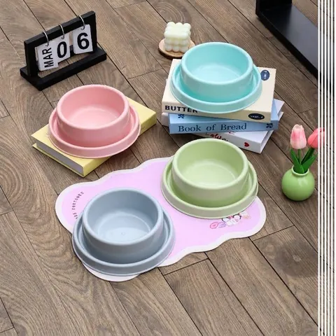 Anti-Ant Elevated Pet Bowl Non-Slip PP Plastic Cat Dog Food Water Dish Macaron Color Feeding Basin For Small Medium Pets