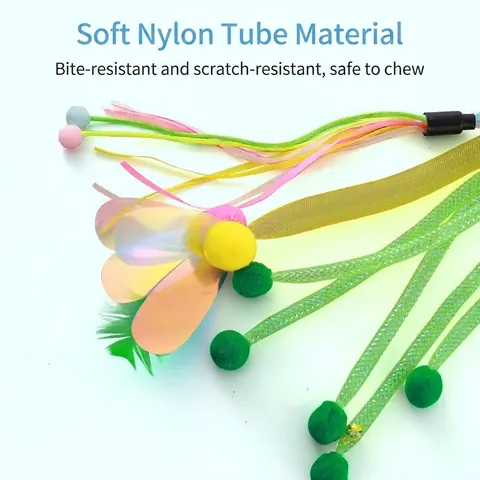 Interaktive Katzenangel Mit Nylon-Netzrohr Plüschball Quaste Glocke Linderung Von Langeweile Haustier Spielzeug Für Hauskatzen