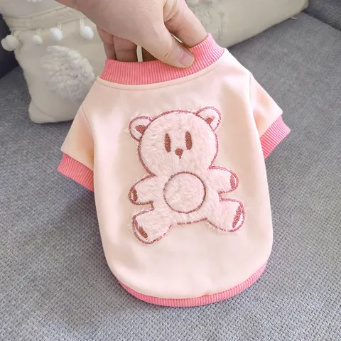 Haustier Hund Rosa Bär Fleece Hoodie Weicher Warmer Baumwollpullover Für Französische Bulldogge Mops Teddy Corgi Kleidung