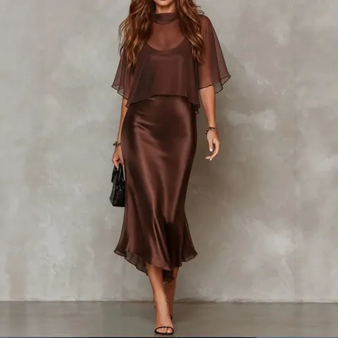 Robe Élégante Satin Fente Sirène Style Occidental Bretelles Spaghetti Formel Soirée Maxi Robe Pour Femmes Banquet Fête