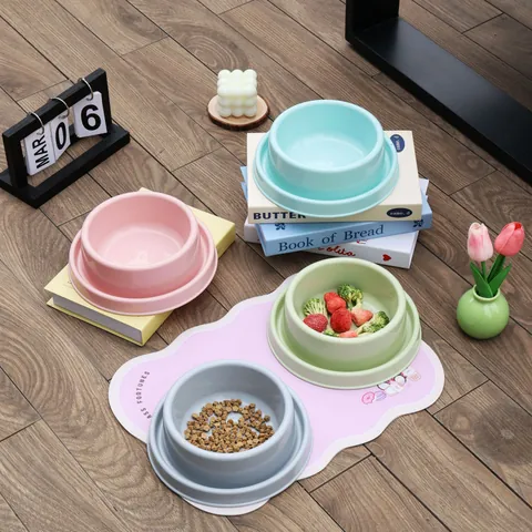 Anti-Ant Elevated Pet Bowl Non-Slip PP Plastic Cat Dog Food Water Dish Macaron Color Feeding Basin For Small Medium Pets