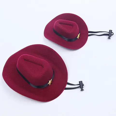 Western Style Pet Cowboy Hat For Cats Small Dogs Adjustable Festive Costume Photo Props Brown Red Polyester Felt Hats