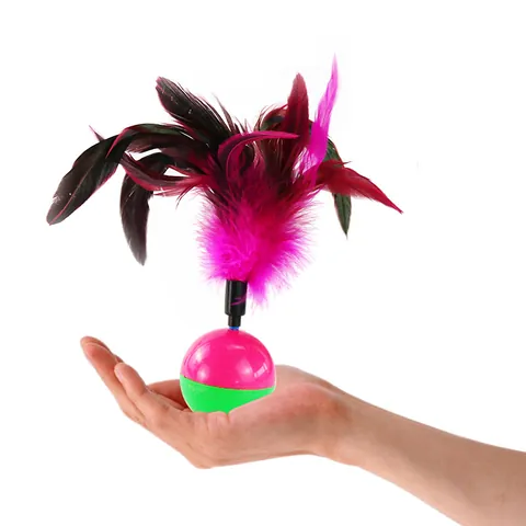 Interactive Cat Toy Feather Tumbler Teaser Stick Durable Plastic Balance Toy For Cats Boredom Relief Pet Play Supplies