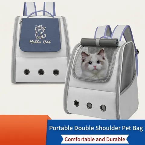 Breathable Pet Backpack Large Capacity Portable Cat Carrier Bag Oxford Fabric For Small Dogs Cats Outdoor Travel