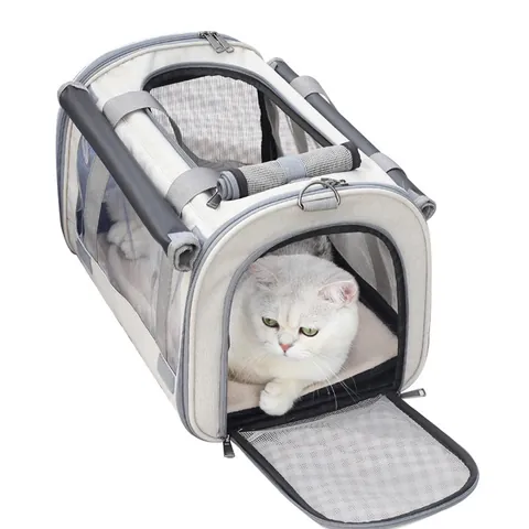 Foldable Pet Carrier Bag Breathable Oxford Cloth Mesh Backpack For Cats And Small Dogs Large Capacity Travel Tote Bag