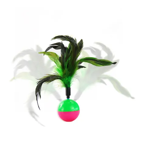 Interactive Cat Toy Feather Tumbler Teaser Stick Durable Plastic Balance Toy For Cats Boredom Relief Pet Play Supplies
