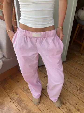 Women Casual Striped Pants High Waist Loose Full Length Trousers Lazy Style Comfortable Straight Bottom for Summer Daily