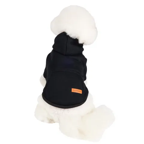 Pet Hoodie Dog Clothes Black Teddy Bichon Dog Clothing Casual Small Medium Dogs Autumn Winter Warm Cat Sweaters Solid Color