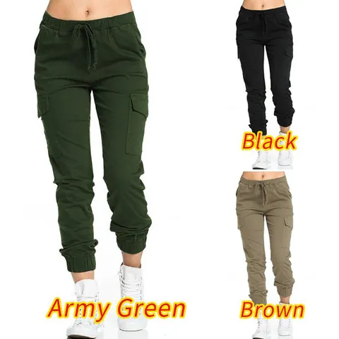 Damen Cargo Jogger Bottom Polyester Elastische Taille Kordelzug Seitentasche Casual Streetwear Outdoor Hose