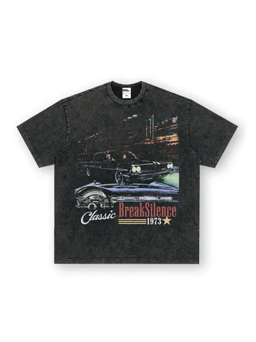Midnight Avenue Vintage Graphic T-Shirt Ανδρικό Γυναικείο Βαρύ Βαμβακερό Ξεβαμμένο Κοντό Μανίκι Streetwear Oversized Tee