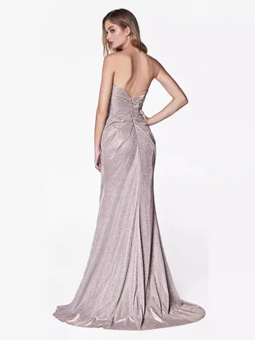 Abito da Sera Donna Elegante Poliestere Lustrini Paillettes Scollo V Senza Maniche Sirena Maxi Spacco Alto Vestibilità Aderente Festa Banchetto