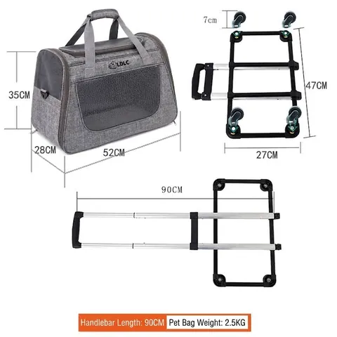 Tragbare Abnehmbare Haustier-Trolley-Tasche Atmungsaktive Oxford-Stoff Katzenträger Mit Rädern Große Kapazität Hund Reise Koffer Tasche