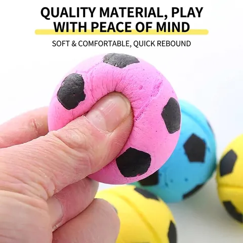 Interactive Latex Foam Soccer Ball Cat Toy Colorful Spliced Elastic Training Toy For Indoor Cats Kittens Chase Self-Play Game