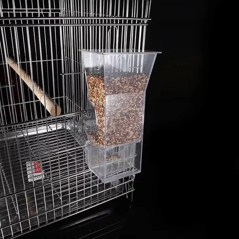 Automatic Bird Feeder Clear Plastic Bird Cage Food Box Large Capacity Bird Feeder For Parrots Seed Container Pet Bird Supplies