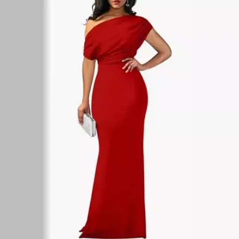 Women Elegant Off-Shoulder Slim Fit Maxi Dress Sleeveless Backless Formal Party Mermaid Dress Evening Prom Gown Cocktail Dress