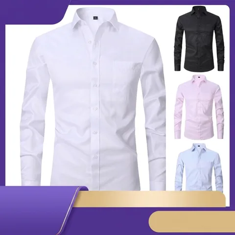 Herren Business Casual Langarmhemd Polyester Baumwollmischung Slim Fit Einfarbig Kariert Gestreift Button Down Arbeits Tops