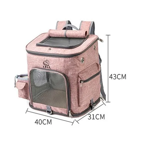 Large Capacity Foldable Cat Carrier Backpack Oxford Cloth Breathable Mesh Pet Travel Bag For Two Cats Small Dogs Outdoor Hiking