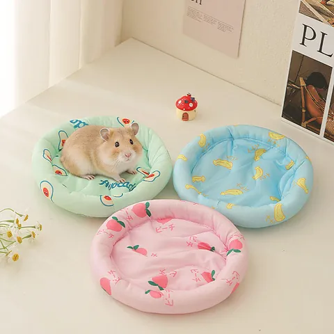 Hamster Kühlmatte Sommer Eisseide Haustier Bett Cartoon Frucht Druck Erfrischende Unterlage Für Hamster Zuckergleiter Meerschweinchen