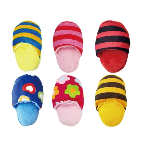 Pet Squeaky Plush Slipper Toy For Dogs Durable Molar Teeth Cleaning Chew Toy Simulation Canvas Shoe Shape Puppy Supplies