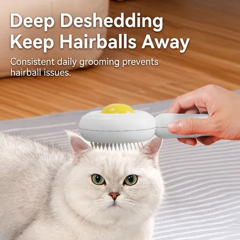 Pet Self-Cleaning Slicker Brush One-Click Hair Removal Massage Comb for Cats and Dogs Stainless Steel Pin Grooming Tool