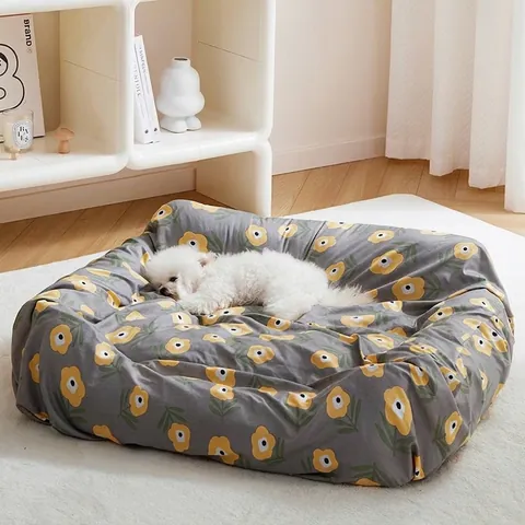 Washable Pet Bed Cover Breathable Fabric Dog Bed Protector Slipcover Floral Striped Plaid Pattern For Dogs Cats Indoor Home