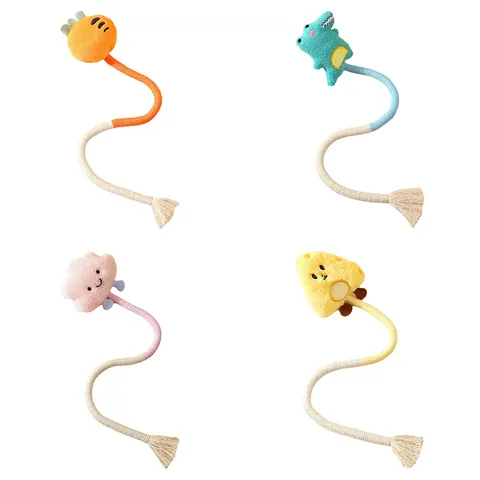 Interactive Cat Toy Plush Doll With Bite Rope Cotton Woven Teeth Grinding Cleaning Toy With Catnip For Indoor Cats Pets