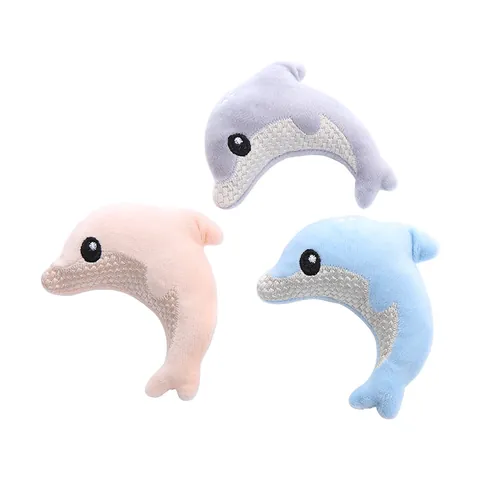 Simpatico Giocattolo di Peluche all'Erba Gatta a Forma di Delfino per Gatti Morbido Giocattolo per la Dentizione del Gattino
